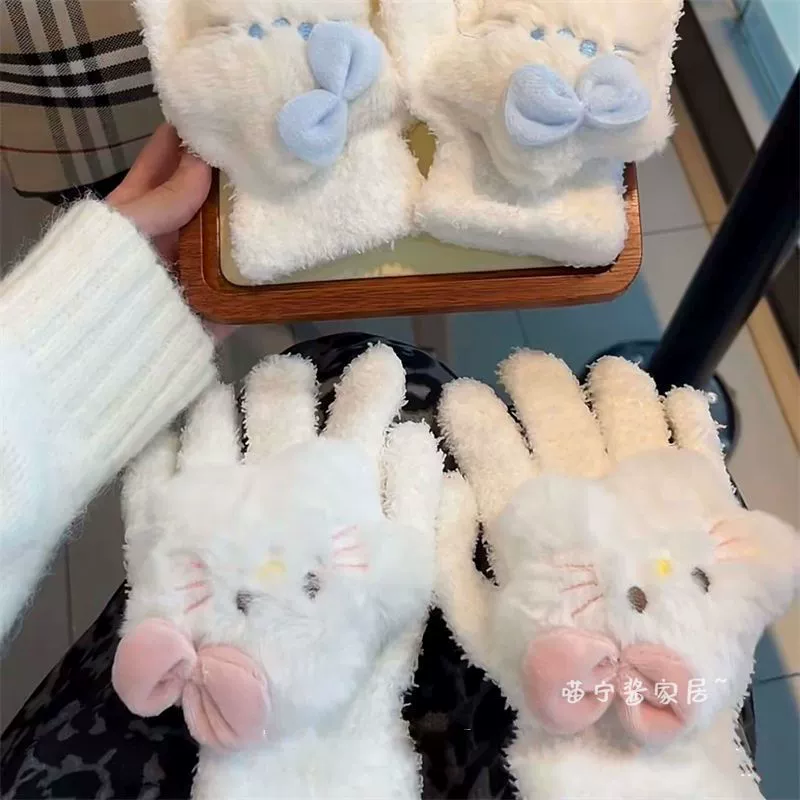 Keep warm gloves with bow