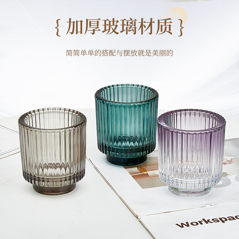 Mayorista taza de vela nórdica vacía taza de vidrio de color gradiente candelabro diy recipiente de incienso taza de incienso