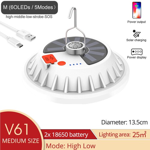 Cross-border best-selling LED night market light solar charging flying saucer light strip emergency power bank mobile solar light