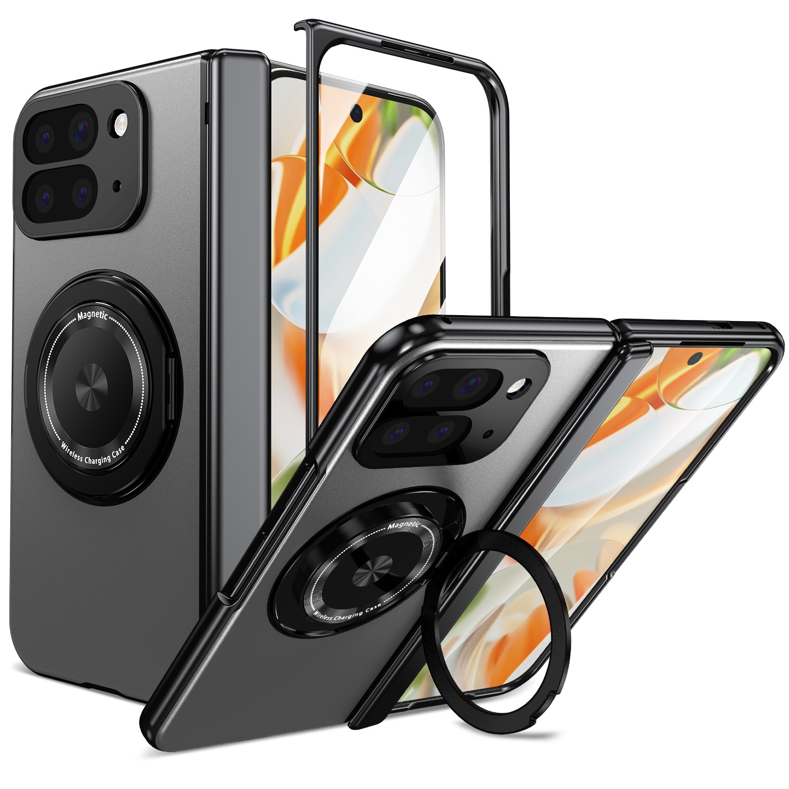 Suitable for Google Pixel10 Pro Fold magnetic mobile phone case 360 rotation bracket full cover film integrated folding