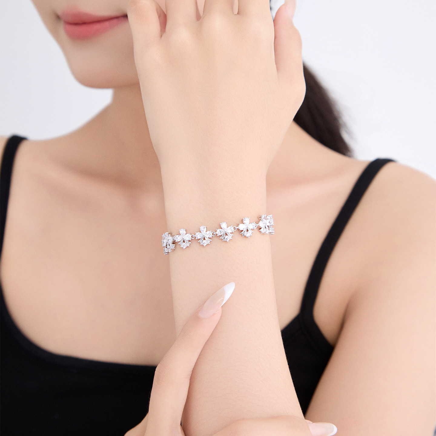 Pulsera de Flores con Gemas de Aleación de Cobre, Galvanizado, para Mujer image 5