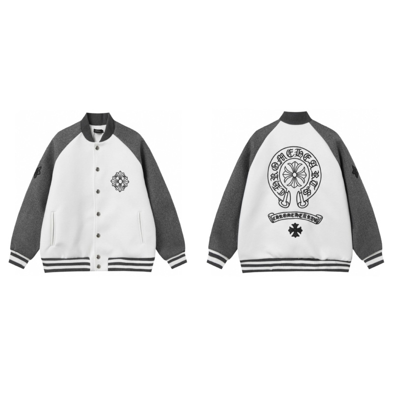 25高品质跨境克罗 ch 正确版秋冬新款刺绣十字架棒球服外套夹克|undefined