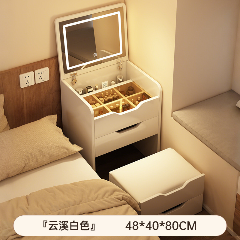 2025 nuevo núcleo de madera sólida meseta de cabecera en un tocador moderno simple dormitorio pequeño mesas de maquillaje con almacenamiento
