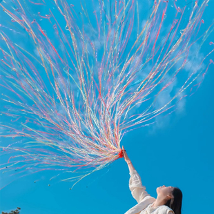♔ Hand-Thrown Ribbon Silk Fireworks Tube Small Salute Fireworks Gun Handheld Birthday Wedding Petals Atmosphere Props Joe
