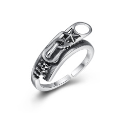 时尚创意五角星拉链戒指女925泰银个性小巧开口指环戒泰银首饰