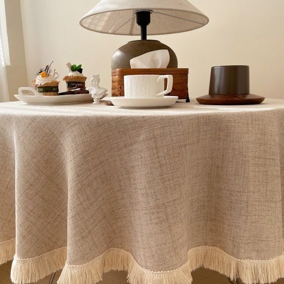 Mantel de algodón y lino de estilo vintage en tonos cálidos, mantel de mesa de comedor estilo americano, mantel para mesa de café, tapete rectangular de tela para mesa de escritorio.