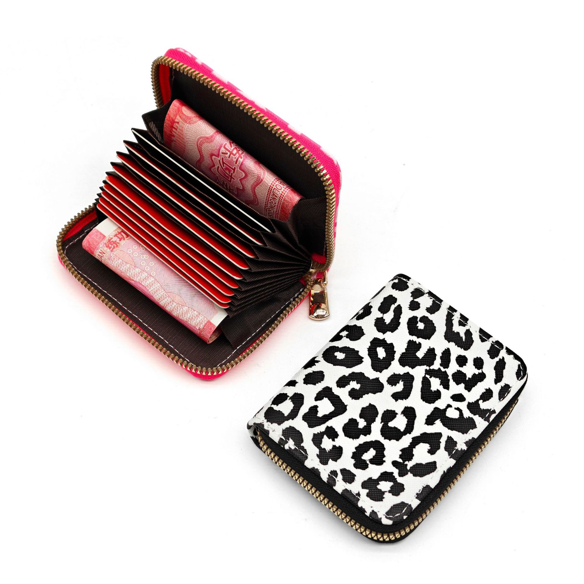 Tarjetero con Estampado de Leopardo para Mujer, Gran Capacidad, Multifuncional, Tarjetero para Tarjetas de Crédito, Cartera con Cremallera de Alta Gama para Hombre