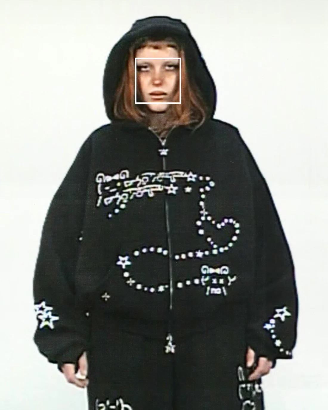 Fashionable Ins New Autumn/Winter Casual Bear Star Printed Loose Zipper Hoodie Set_voghion.com