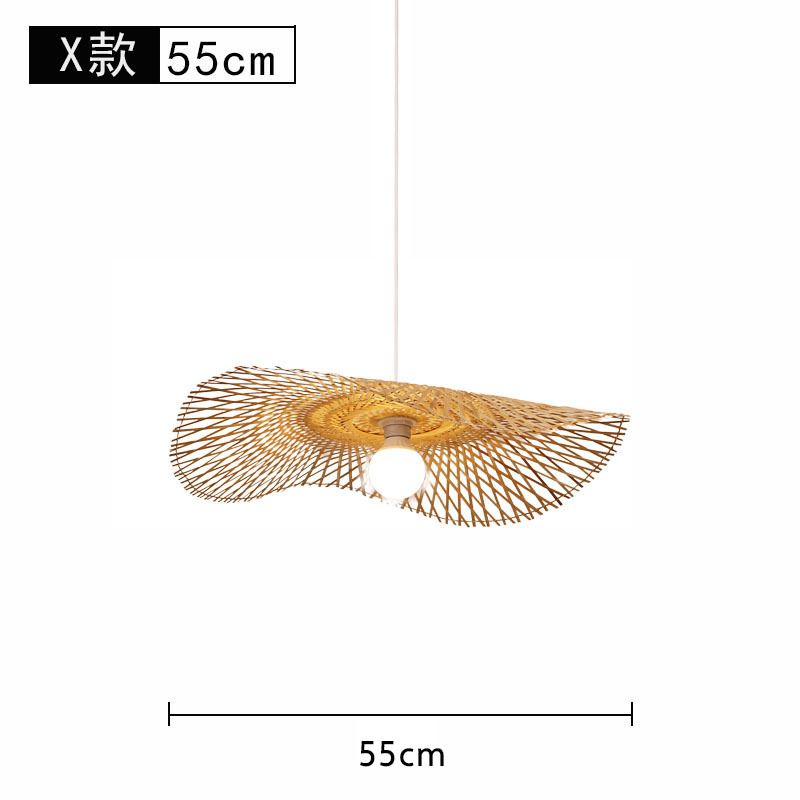 Lámpara de araña tejida de bambú Restaurante chino Lámpara de salón de té de linterna de bambú Restaurante japonés Sombrero de paja Lámpara de araña tejida de ratán B & B