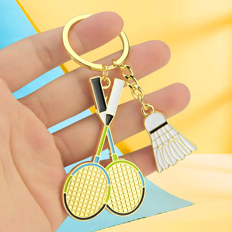 Badminton Commemorative Pendant Keychain Custom Logo Metal Gift_voghion.com
