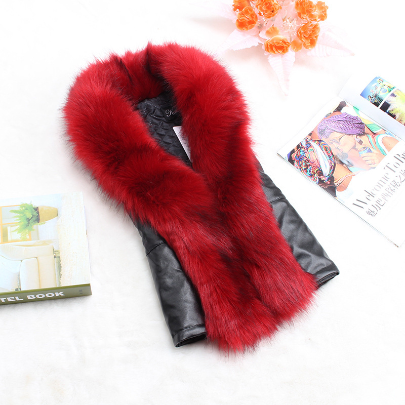 AliExpress falso Cuello de piel de mapache Chaleco corto de las mujeres Otoño e Invierno algodón Delgado Chaleco de piel sintética chaleco