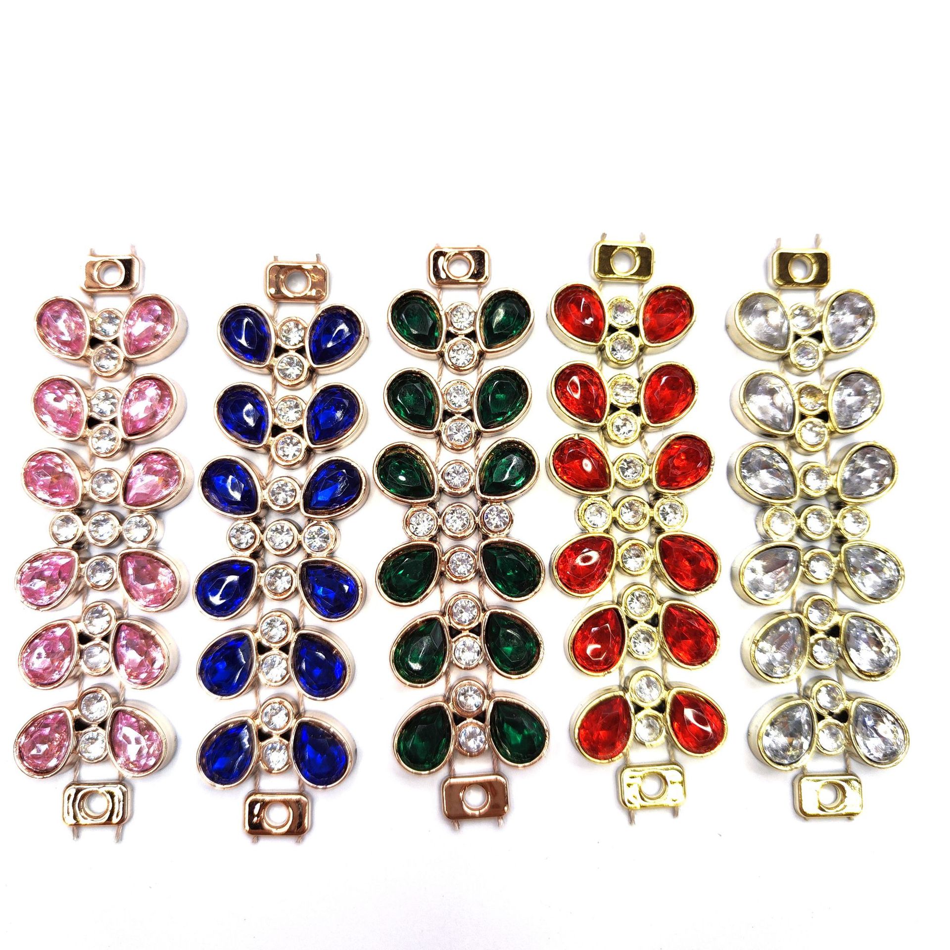 ABS塑料鞋扣装饰扣 双排水滴亚克力线钻网钻排钻  鞋扣配饰