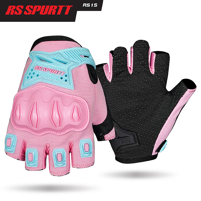 RS SPURTT 통기성 사이클링 보호 쉘 장갑 오토바이 남성과 여성의 장갑 반 손가락 충격 흡수 보호 여름 장갑