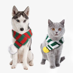 Amazon Pet Knit Christmas Scarf Creative Pomeranian Teddy Collar for Cats and Dogs Pet Supplies
