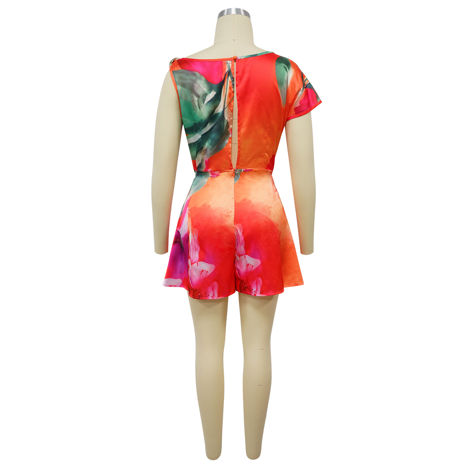 European And American Fashion Women's Backless Asymmetrical Printed Jumpsuit Sexy Casual Style Direct Sale From Factory_ecoleips.com