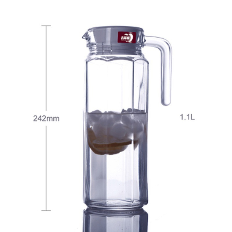 Lemeya vidrio resistente al calor hervidor de agua fría agua manzana verde engrosado jar de jugo tetera flor logotipo al por mayor