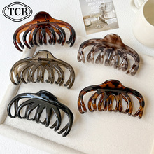 超大号南瓜发夹女新款百搭后脑勺发饰盘发豹纹鲨鱼夹气质抓夹饰品