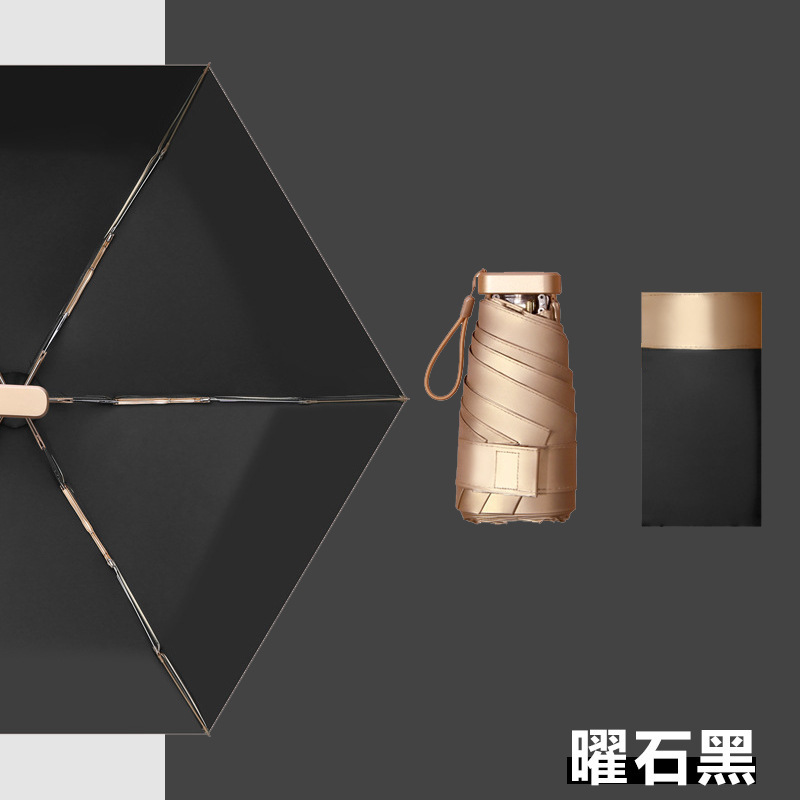 曜石黒チタン金六折傘