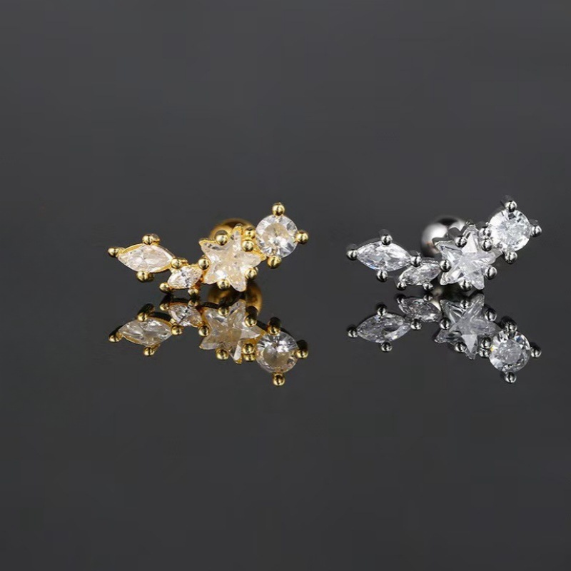 Zircon Screw Ball Ear Bone Nail Small Stainless Steel Earring Fashion detail image 7