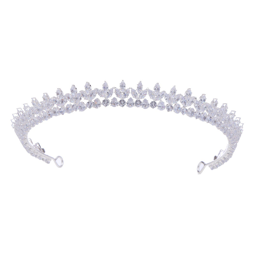 欧米の花嫁の王冠の越境する豪華なジルコンの王女の王冠の結婚祝いの祝日の頭飾りのカチューシャのウェディングドレスの装飾