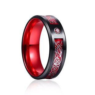 Standard American Size Two-Color Dragon Pattern Tungsten Steel Ring Metal Titanium Steel Ceramic Ring Titanium Gold Ring Men's Cross-Border Delivery