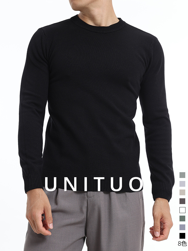 Transfronterizo hombre otoño invierno alta sensación suéter de cuello redondo para hombre cálido ocio perezoso chaqueta de punto camisa de fondo para hombre