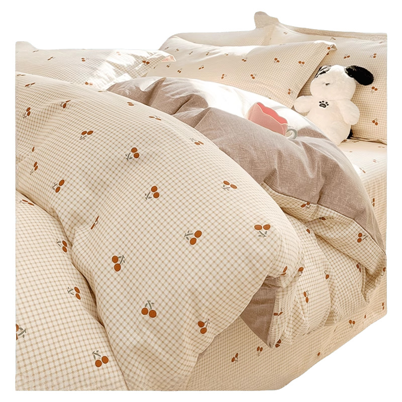 Cama de algodón de cuatro piezas 100 funda de edredón de algodón sábana dormitorio de tres piezas ropa de cama nueva 2025