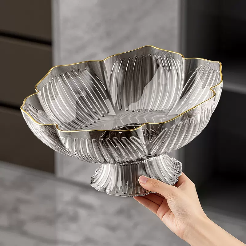 高脚果盘高级感轻奢水果盘客厅茶几高颜值零食糖果瓜子坚果干果盘