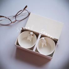 西象 日式手作清酒杯 立体萌熊造型陶瓷清酒杯烧酒杯 小茶杯