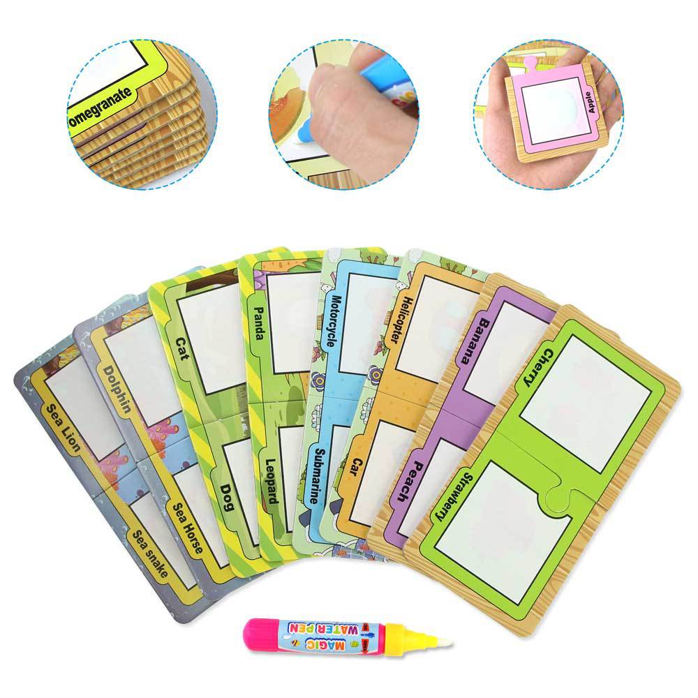 跨境儿童益智早教卡片 水画涂鸦字母认知卡片 字母水畫卡儿童涂鸦