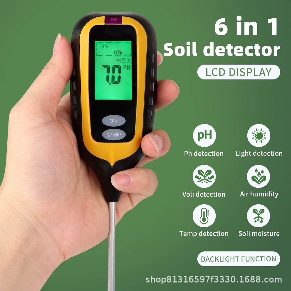 Тестер почвы 6in1 измеритель влажности почвы плодородный soil температура phометр влажности шесть в 1 детектор почвы