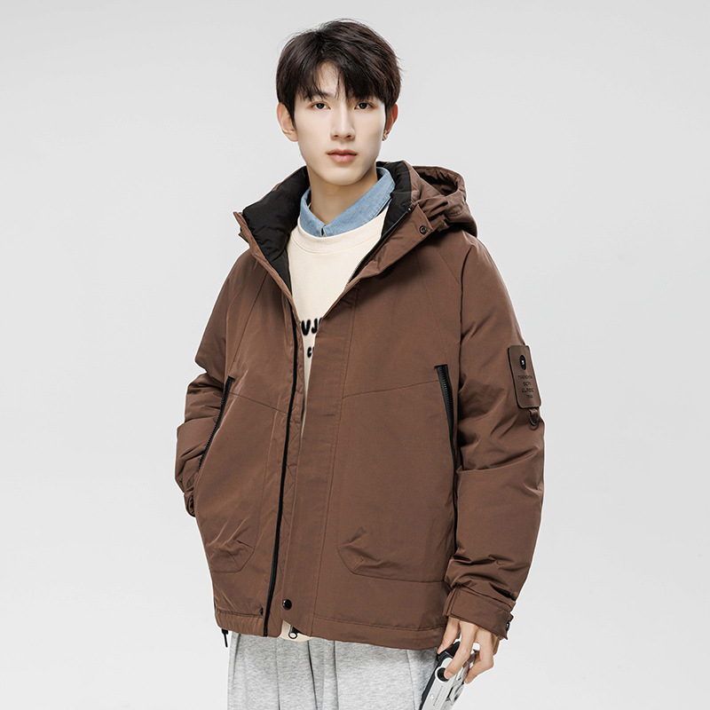 Chaqueta de plumón hombre suelta y gruesa 2024 invierno nuevo frío corto chaqueta de hombre encapuchado adolescente