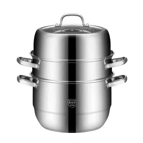 Steamer 304 stainless steel thickened three-layer double-layer steamed bun steamer large capacity induction cooker gas stove steamer