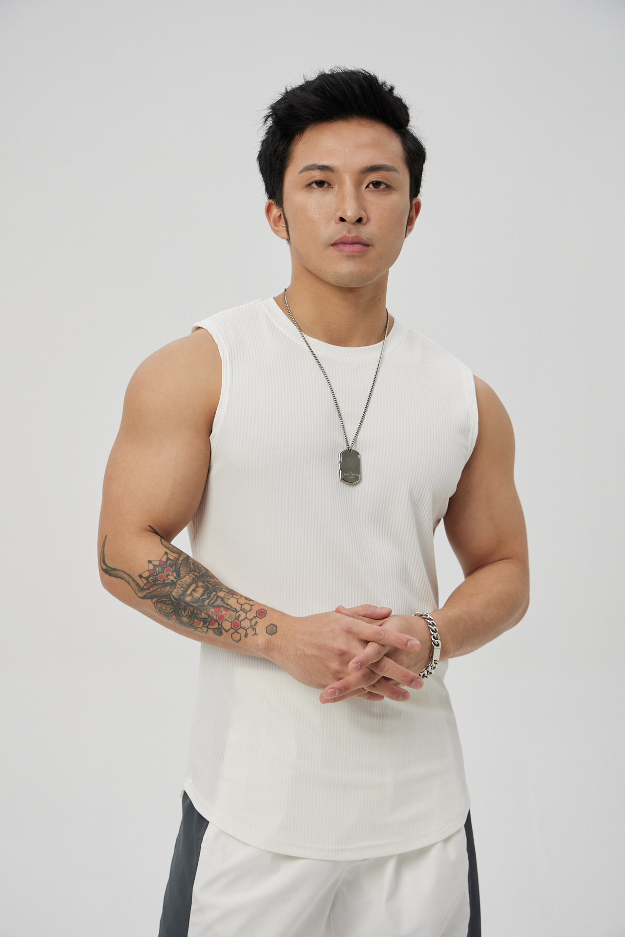 Sports Vest Men's Quick-drying Sleeveless Waistcoat Striped Fitness T-shirt Stretch Running Training Basketball Slim-fit Base Shirt