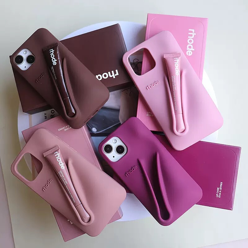 The New Version of Hailey Rhode Lipstick and Lip Glaze Is Suitable for Iphone11/12/13/14/16E Silicone Lip Gloss Phone Case