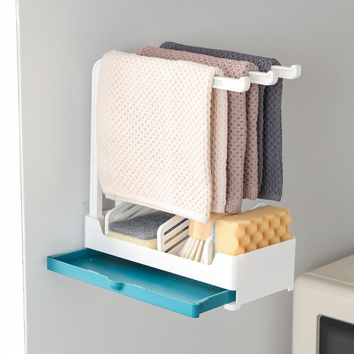 Kitchen punch-free storage rack desktop wall-mounted dual-purpose drain rag rack household countertop sink storage sponge rack
