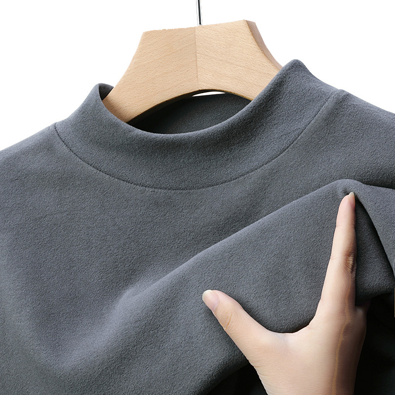 Directo de fábrica simple slim fit de terciopelo a prueba de frío cálido medio cuello alto ropa interior de los hombres otoño camiseta de una sola pieza superior