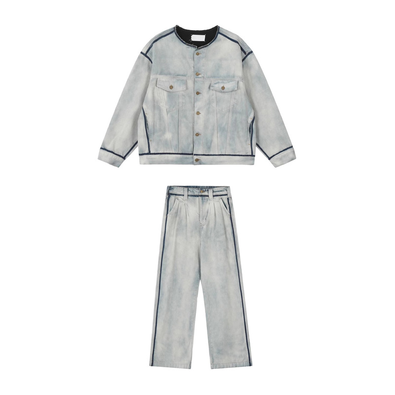 Cross-Border Maison Margiela Margiela Style Washed Artwork Four-Corner Mark Denim Jacket
