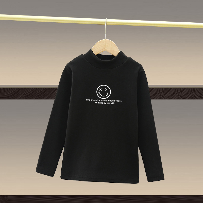 Las ventas directas de la fábrica de invierno de los niños interior de manga larga caliente superior de terciopelo de primavera y otoño medio y grande de los niños de cuello alto camisa de fondo