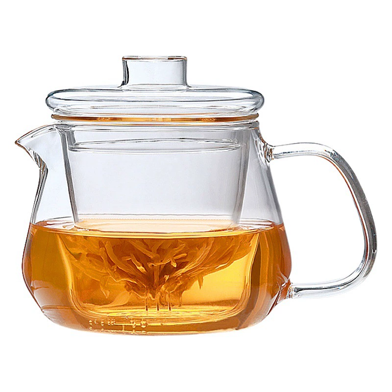Стеклянный чайник Бытовой фильтрованный устойчивый к высоким температурам чайный сервиз Утолщенный взрывозащищенный чайник для заваривания чая Чайная чашка с пингвином