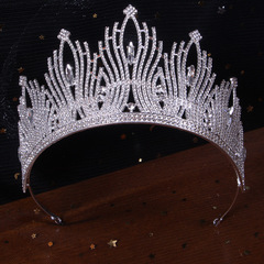 新款跨境歐美新娘大皇冠頭飾 合金滿鑽多鑽幾何婚紗禮服新娘發箍