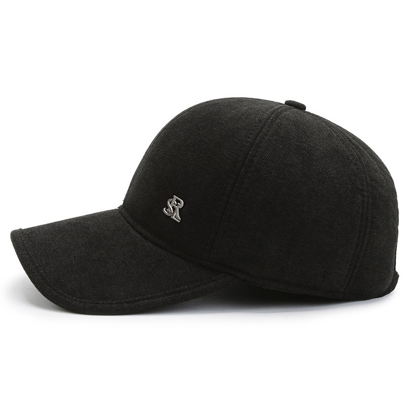 Middle Aged Men's Trendy Baseball Cap, New Woolen Duck Tongue Cap, Fashionable Dad's Ear Protection, Plush and Thick Cotton Hat_voghion.com