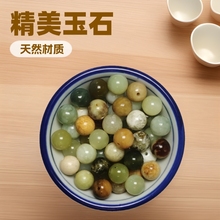 厂家直销精美天然玉石岫岩玉花玉散珠 DIY项链项链吊坠圆珠玉器