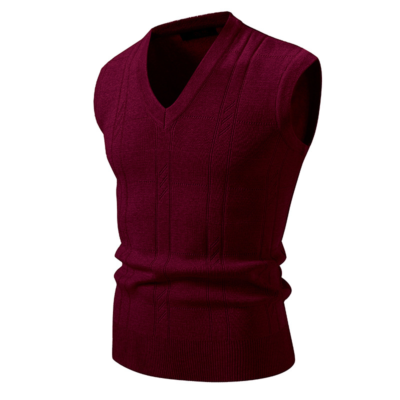 Men's Knit Vest – Slim Fit V-Neck Sweater Vest With Jacquard Pattern For Smart Casual Wear_voghion.com