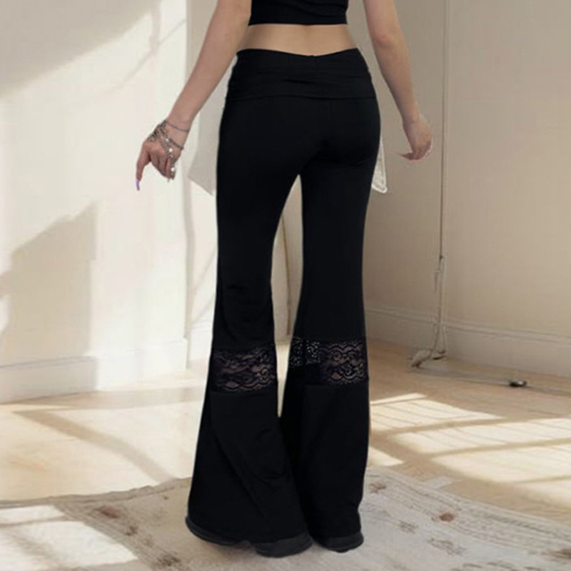 Summer fashionable elegant solid color lace design trousers