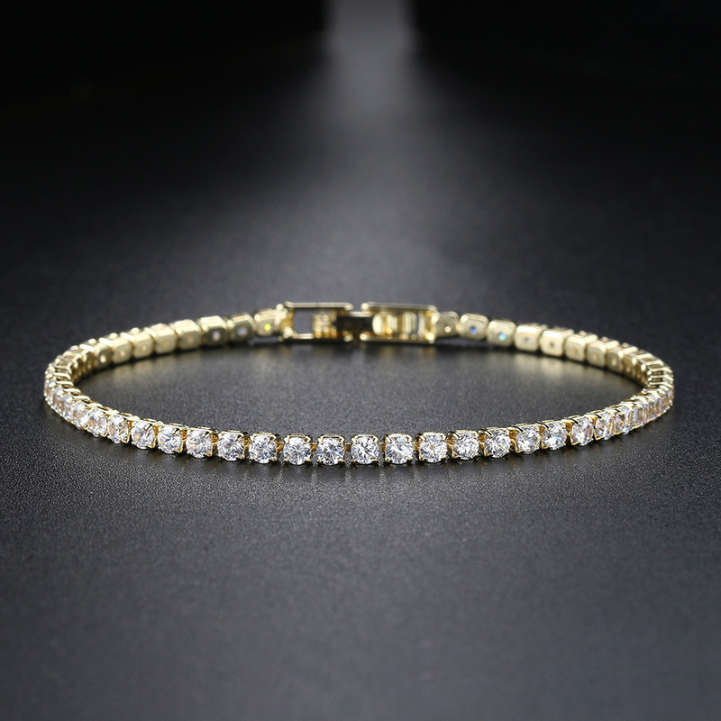 Oboro month 2.5mm zircon tennis bracelet women's single row full diamond crystal gold-plated bracelet cross-border explosions jewelry wholesale