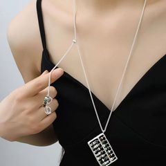 新款吴昕同款算盘吊坠项链女高级感小众设计轻奢时尚百搭长项链