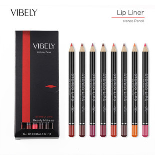 Vibely Cross-Border 12-Color Matte Lip Liner Waterproof Non-Smudge Nude Lipstick Pen Makeup Lip Liner Set