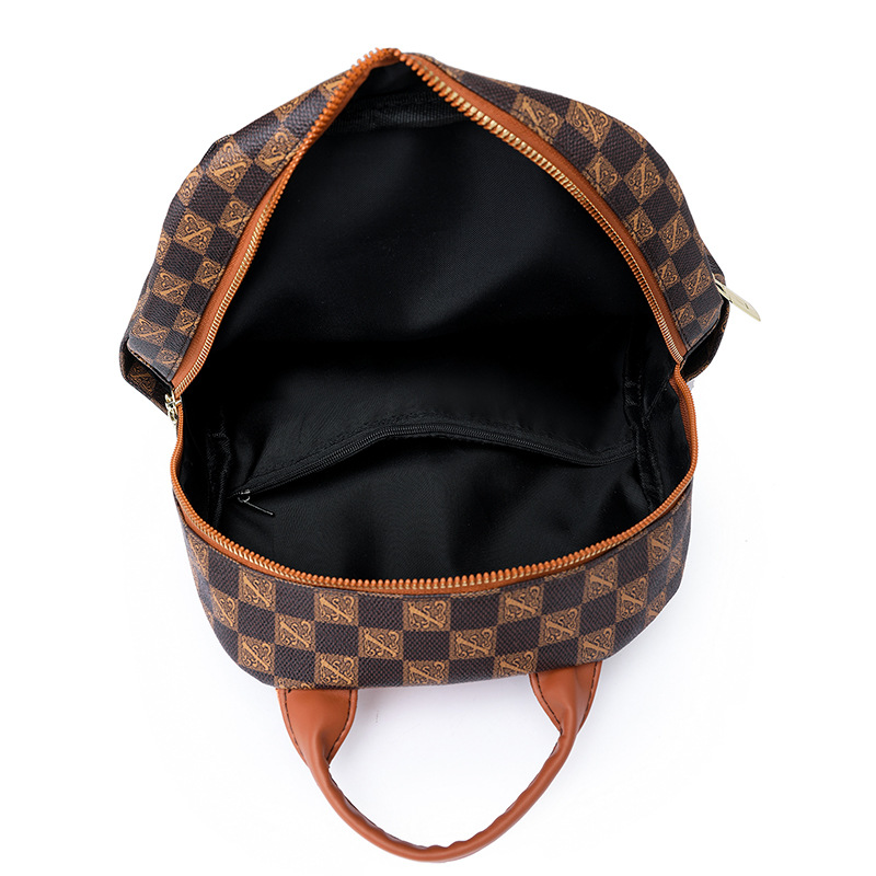 Amazon nueva mochila casual de cuero suave para mujer moda retro de gran capacidad contraste color mochila de viaje mochila escolar marea