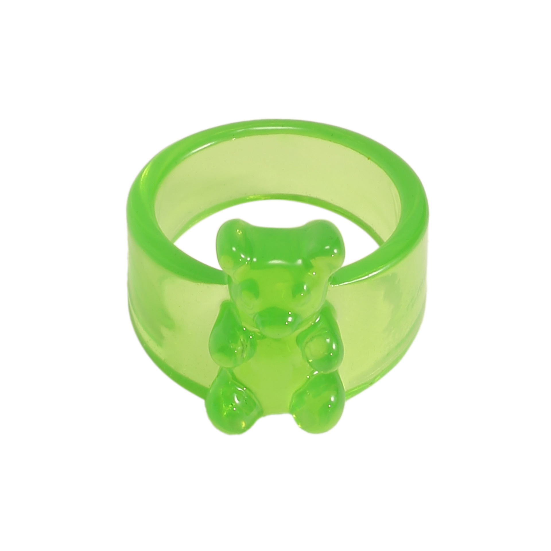 Korean Transparent Candy Color Bear Acrylic Wide Ring Wholesale display picture 4